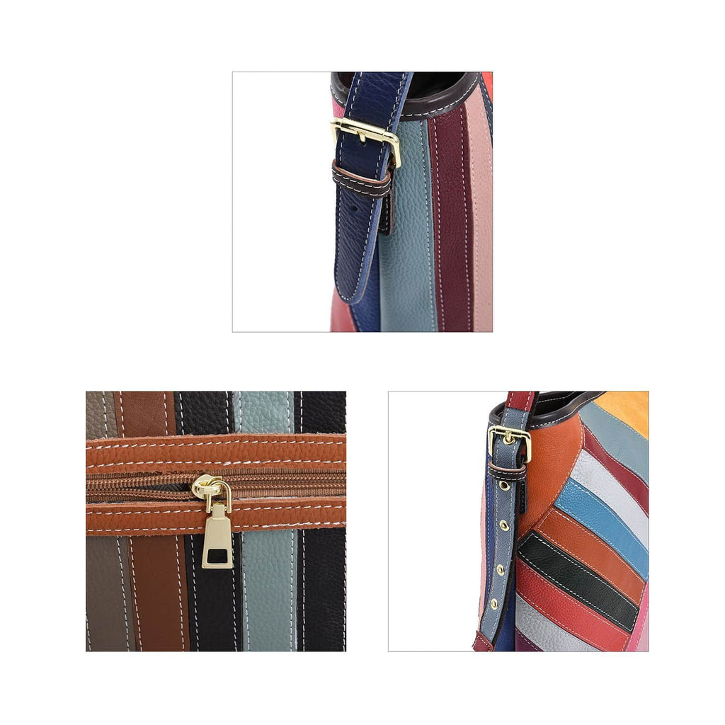 Chaos by Elsie - 100% Patchwork Echtleder Tasche mit RFID schutz, 27x30x13 cm, Patchwork