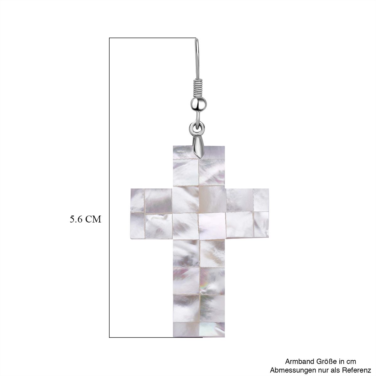 Weiße Muschelkernperlen Kreuz Ohrringe, Edelstahl