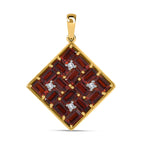 Natürlicher Mosambik Granat, weißer Zirkon Anhänger, 925 Silber vergoldet ca. 5.85 ct
