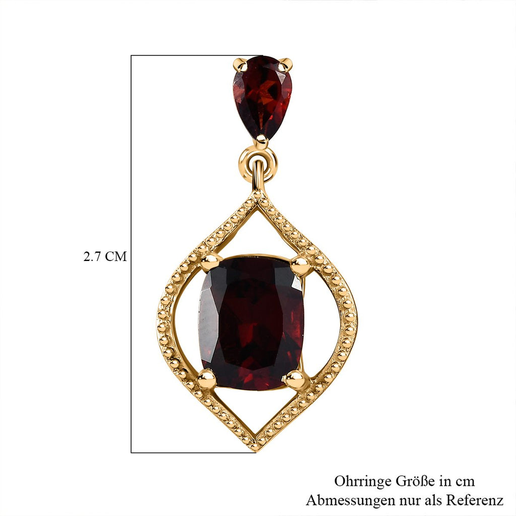 Natürlicher Mosambik Granat Ohrringe 925 Silber vergoldet ca. 6.13 ct