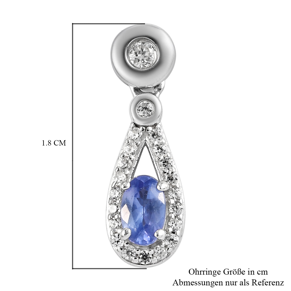 AA Tansanit und Zirkon Ohrringe 925 Silber platiniert ca. 0,87 ct
