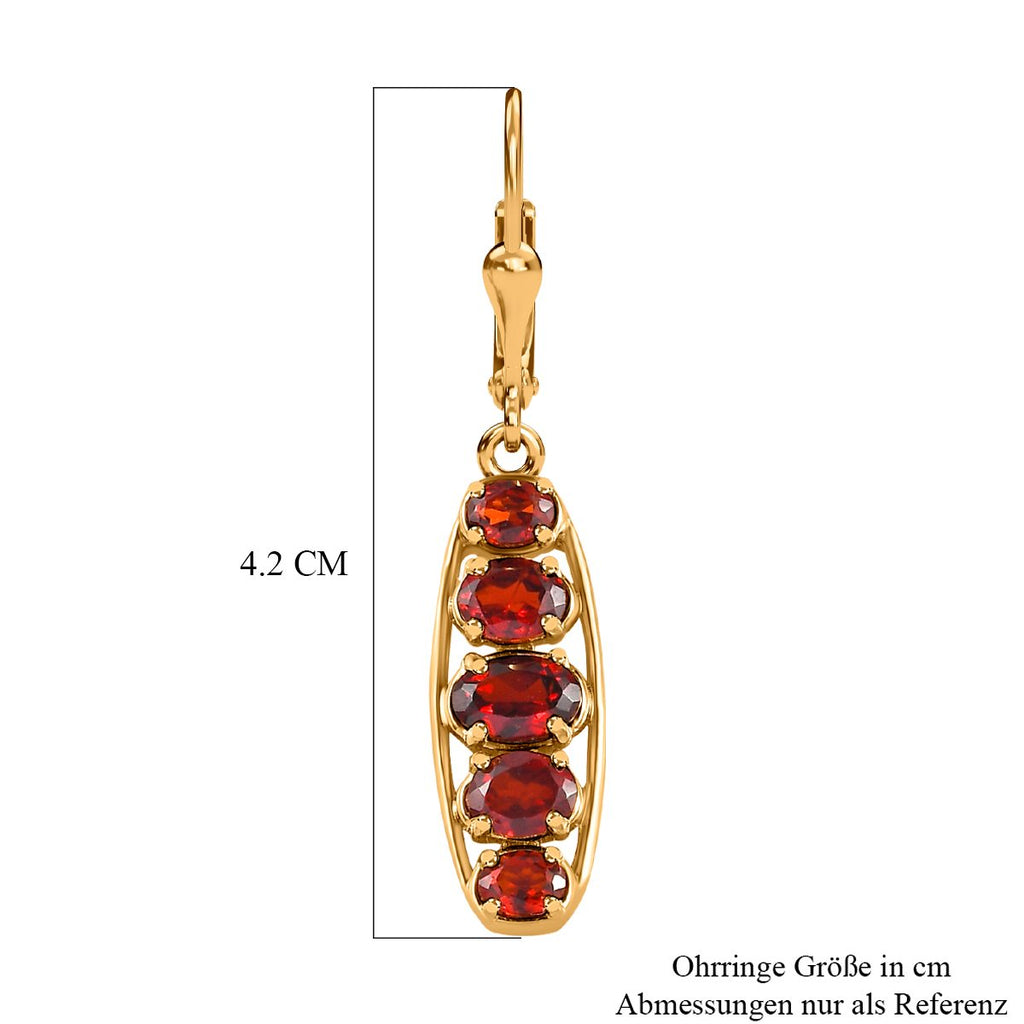 Natürliche Mosambik Granat Ohrringe, 925 Silber vergoldet ca. 3.58 ct