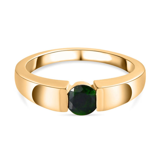 Natürlicher Chromdiopsid Ring 925 Silber vergoldet (Größe 21.00) ca. 0.56 ct