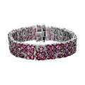 Rhodolith Granat Armband, ca. 19 cm, 925 Silber platiniert ca. 62.38 ct