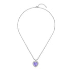 Lavendel-blaue Zirkonia Herz-Halskette, 50 cm, ca. 13.00 ct