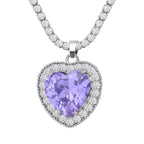 Lavendel-blaue Zirkonia Herz-Halskette, 50 cm, ca. 13.00 ct