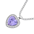 Lavendel-blaue Zirkonia Herz-Halskette, 50 cm, ca. 13.00 ct