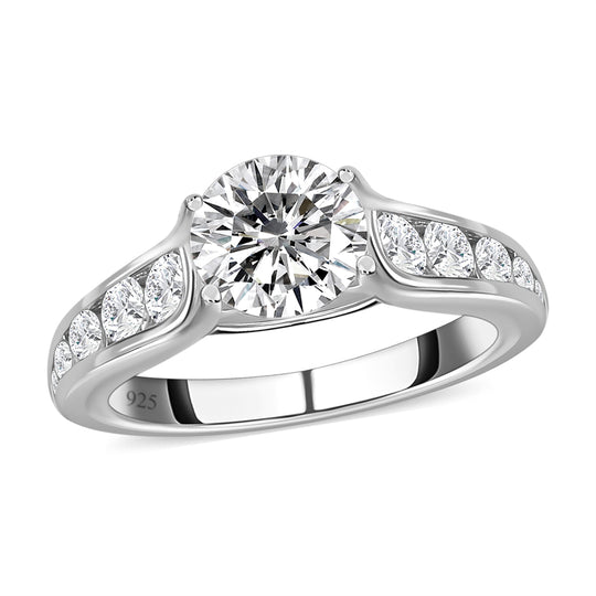 Moissanit Ring mit Schild Schliff, 925 Silber rhodiniert (Größe 20.00) ca. 1.92 ct