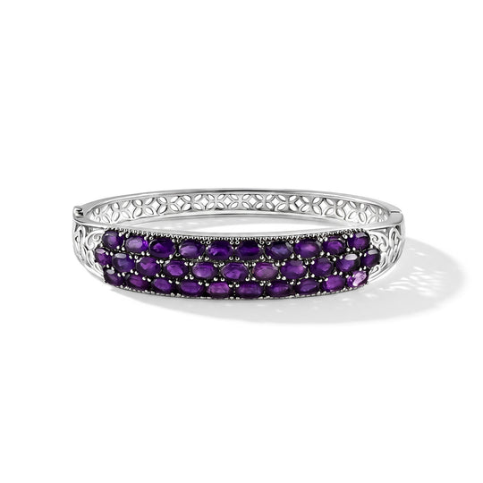 Afrikanischer Amethyst Armreif, ca. 19 cm, 316L Edelstahl ca. 14.10 ct