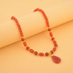 Rote Achat Halskette, ca. 45 cm, vergoldet ca. 132,00 ct