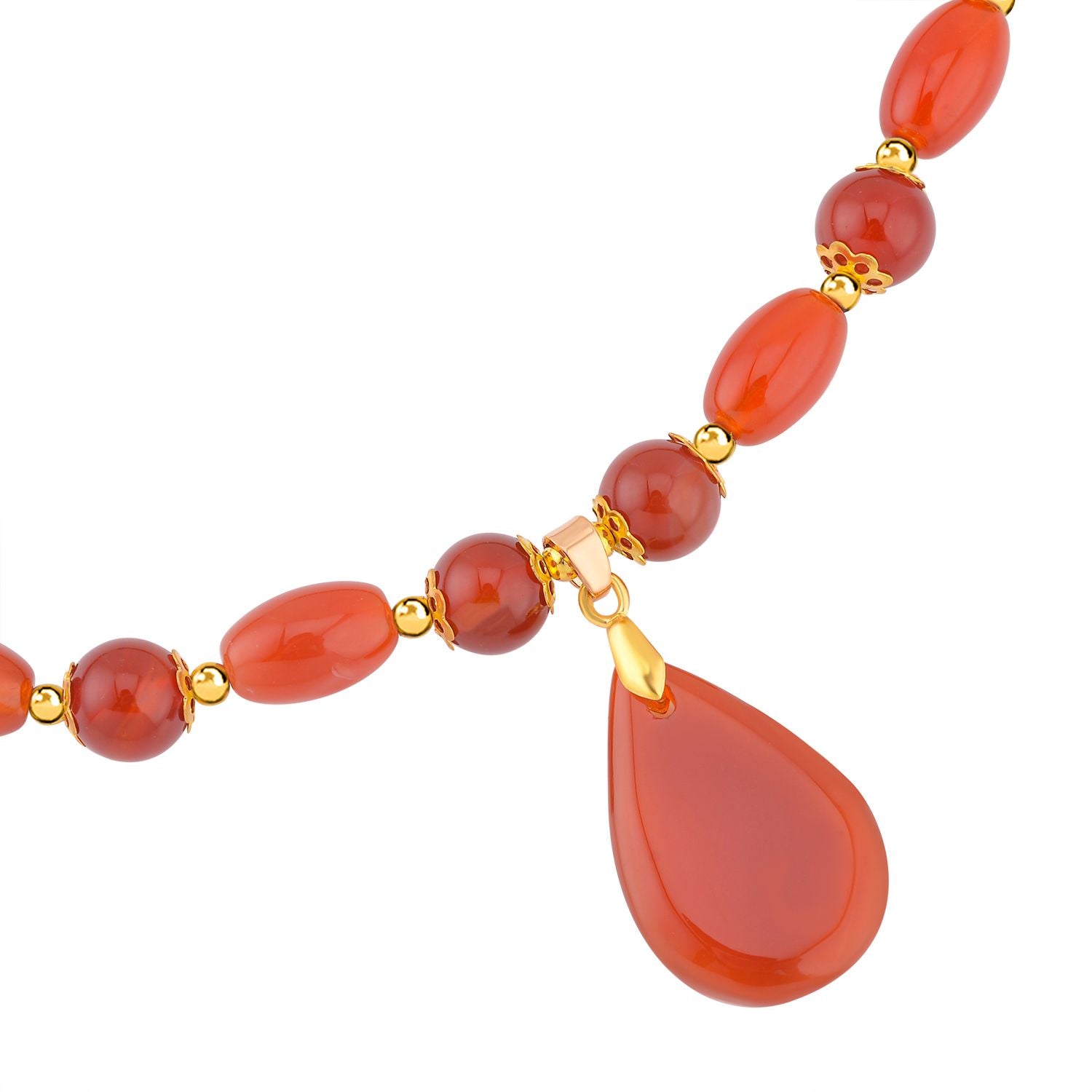 Rote Achat Halskette, ca. 45 cm, vergoldet ca. 132,00 ct