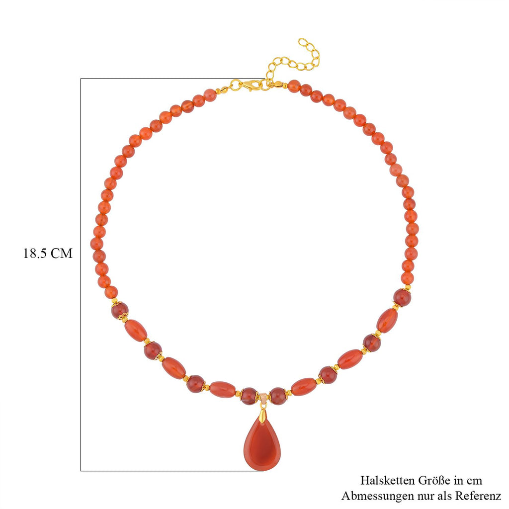 Rote Achat Halskette, ca. 45 cm, vergoldet ca. 132,00 ct