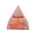 Edelstein Pyramide mit Rosenquarz und Quarz Lebensbaum, 6x6x6cm, koralle