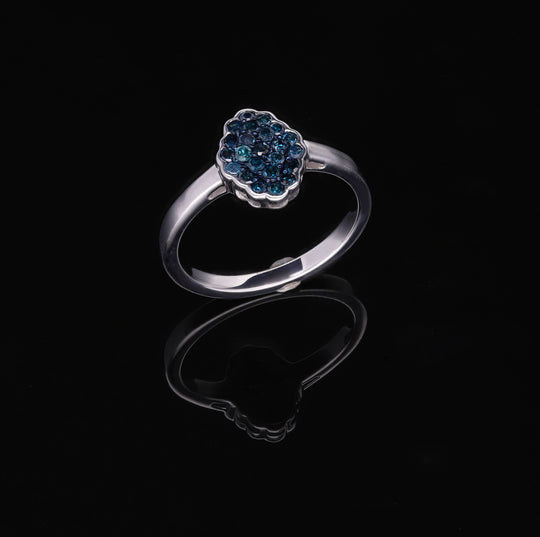 Blauer Diamant Ring, 925 Silber platiniert (Größe 21.00) ca. 0.50 ct