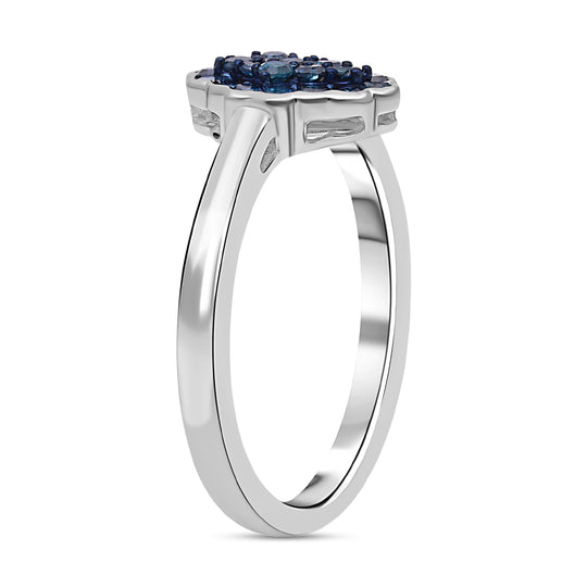 Blauer Diamant Ring, 925 Silber platiniert (Größe 21.00) ca. 0.50 ct