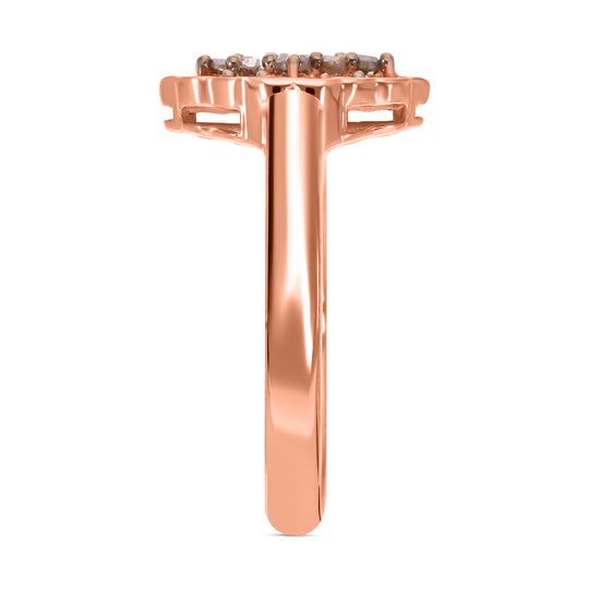 Natürlicher Champagner Diamant Ring, 925 Silber Roségold Vermeil, (Größe 21.00) ca. 0.50 ct