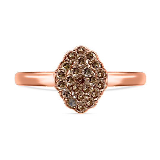 Natürlicher Champagner Diamant Ring, 925 Silber Roségold Vermeil, (Größe 21.00) ca. 0.50 ct
