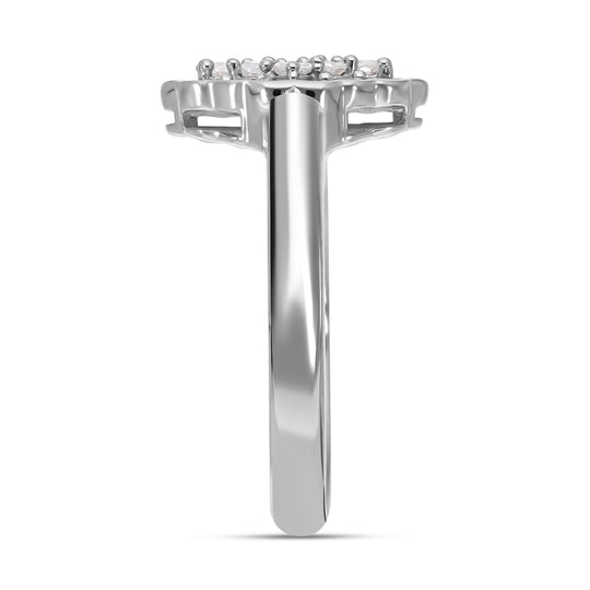 Weißer Diamant Ring, 925 Silber platiniert (Größe 20.00) ca. 0.50 ct