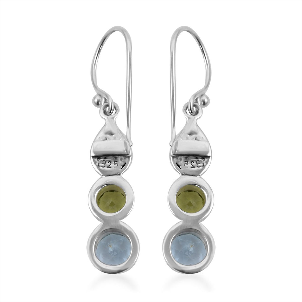 Royal Bali Kollektion -  Himmelblauer Topas, Peridot Ohrringe 925 Silber ca. 3,81 ct