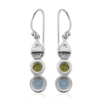 Royal Bali Kollektion -  Himmelblauer Topas, Peridot Ohrringe 925 Silber ca. 3,81 ct