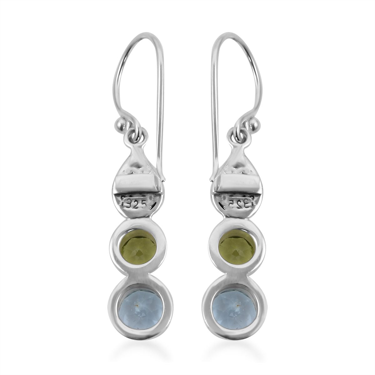 Royal Bali Kollektion -  Himmelblauer Topas, Peridot Ohrringe 925 Silber ca. 3,81 ct