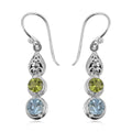 Royal Bali Kollektion - himmelblaue Topas und Peridot-Ohrhänger - 3,81 ct.