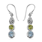 Royal Bali Kollektion -  Himmelblauer Topas, Peridot Ohrringe 925 Silber ca. 3,81 ct