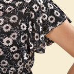 Maxikleid mit gesmokter Taille und Flatterärmeln, One Size, Schwarz