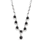 Schwarzes Obsidian, weißes Kristall Collier, ca. 50 cm + 5 cm Extender