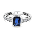 Kaschmir Kyanit, weißer Zirkon Ring, 925 Silber platiniert (Größe 17.00) ca. 1.99 ct