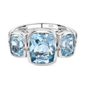 Himmelblauer Topas Ring mit Cushion Schliff, 925 Silber platiniert (Größe 17.00), ca. 5.52 ct