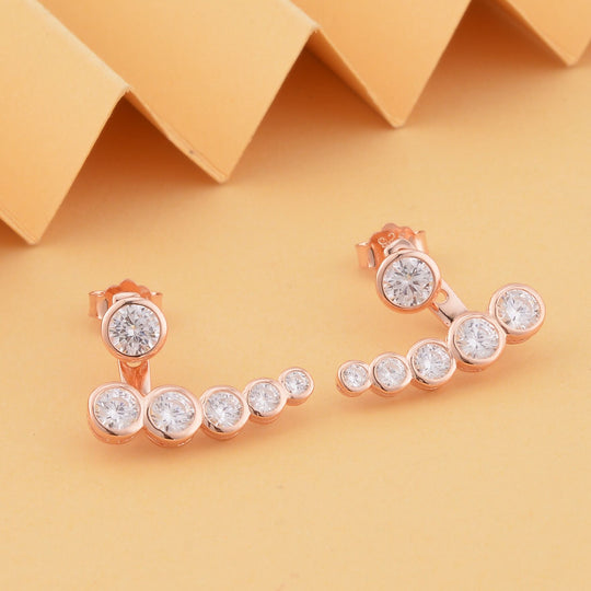 LUSTRO STELLA - Weiße Zirkonia Ohrringe, 925 Silber vergoldet ca. 2.50 ct