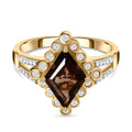 GP Celestial Kollektion Rauchquarz, Kanchanaburi Blauer Saphir Ring 925 Silber Gelbgold Vermeil (Größe 19.00) ca. 2.25 ct