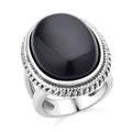 Schwarzer Glasachat Ring Reiner Edelstahl (Größe 16.00) ca. 50,00 ct