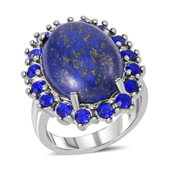 Lapislazuli, Blauer Kristall Ring, 316L Edelstahl, (Größe 16.00), ca. 5.00 ct