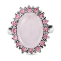 Rosenquarz, Rosa Kristall Ring, Reiner Edelstahl, (Größe 16.00), ca. 5.00 ct