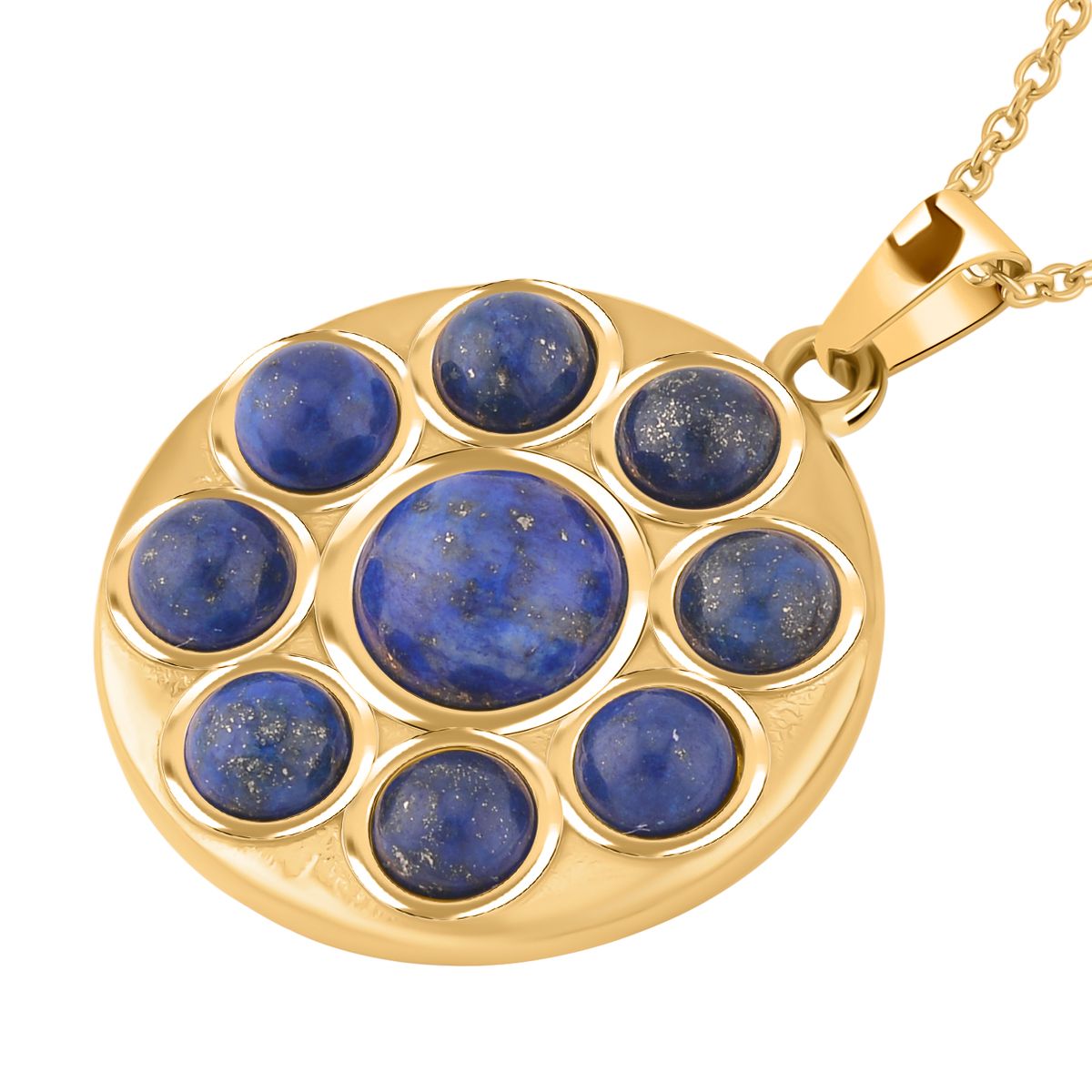 Lapislazuli Halskette, Edelstahl ca. 50 cm, ca., goldfarben 5.00 ct
