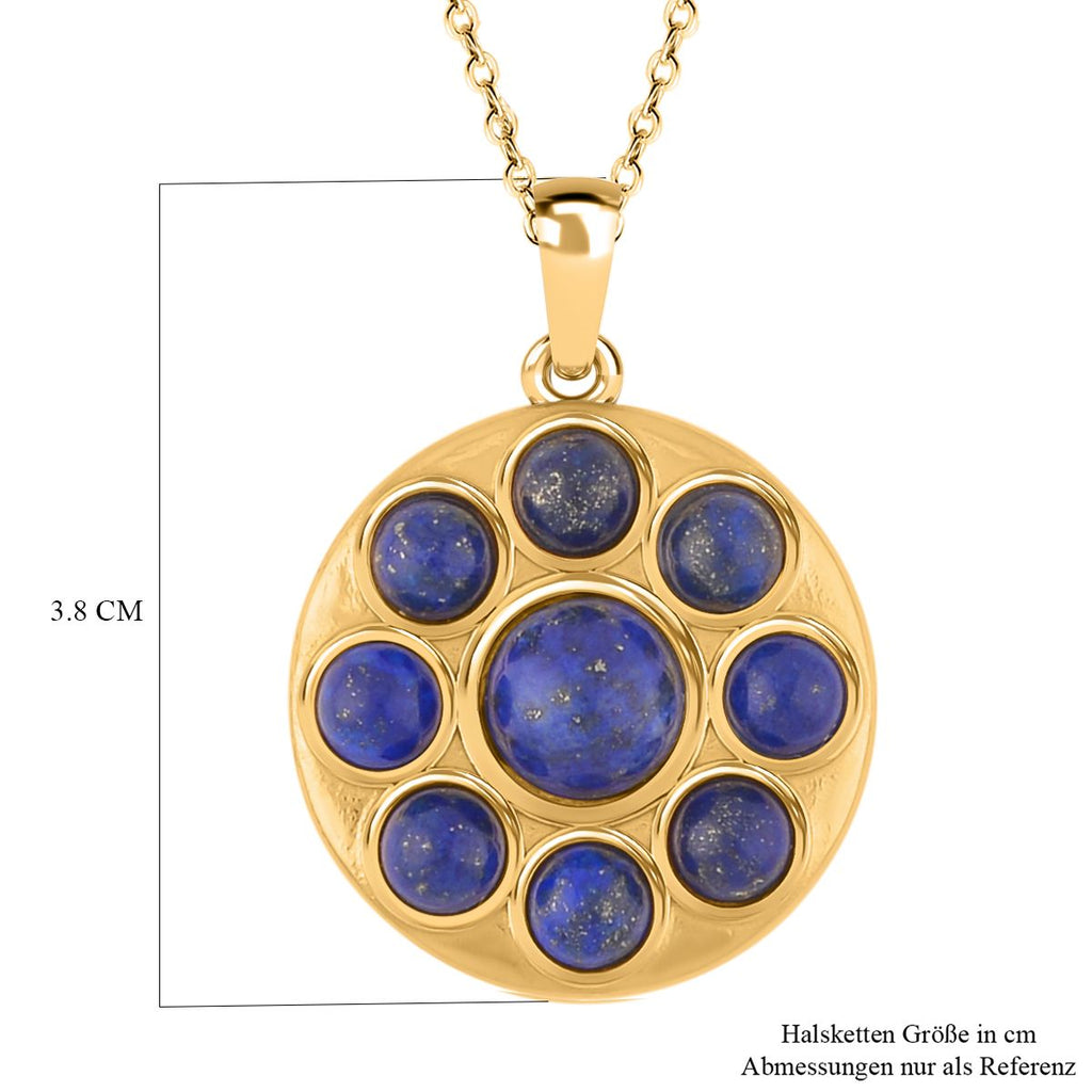 Lapislazuli Halskette, Edelstahl ca. 50 cm, ca., goldfarben 5.00 ct