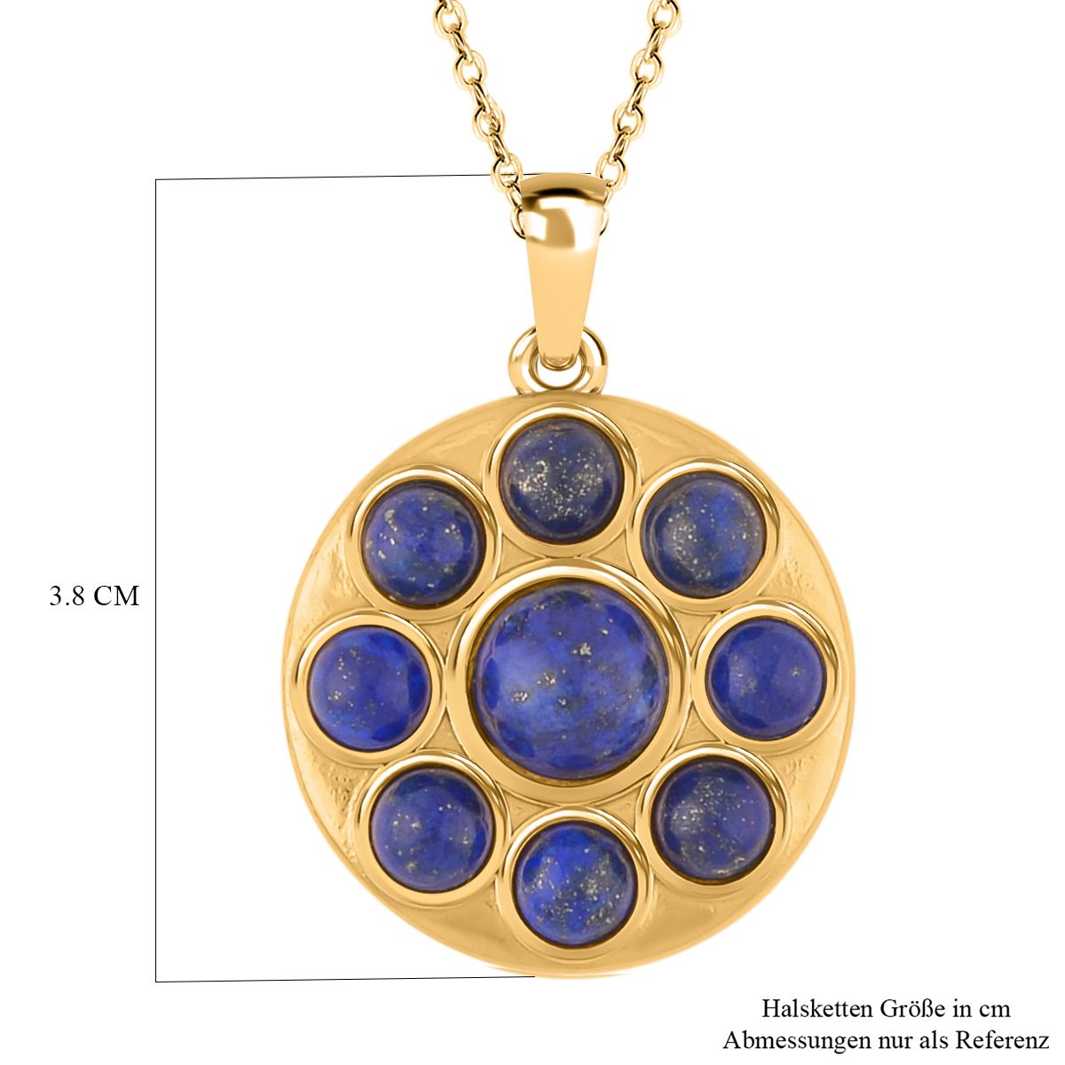Lapislazuli Halskette, Edelstahl ca. 50 cm, ca., goldfarben 5.00 ct
