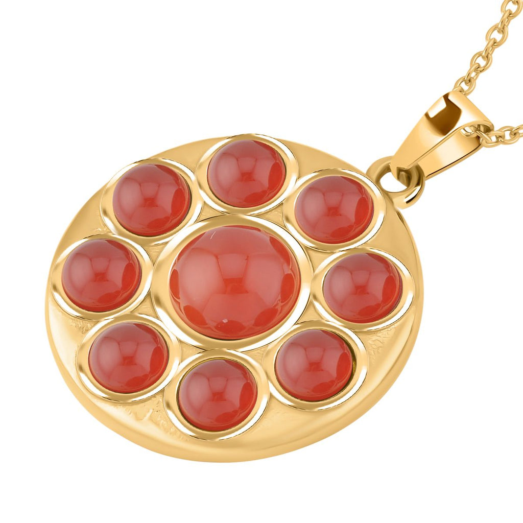 Roter Achat Halskette, ca. 50 cm Edelstahl ca., goldfarben 5.00 ct