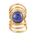 Lapislazuli Ring Reiner Edelstahl IP-Gelbbeschichtung (Größe 16.00) ca. 5.00 ct
