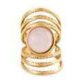Rosa Quarz Ring 316L Edelstahl, vergoldet, (Größe 16.00) ca. 5.00 ct