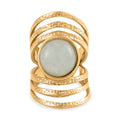 Grüner Aventurin Ring 316L Edelstahl, vergoldet, (Größe 16.00) ca. 5.00 ct