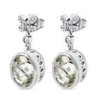 Prasiolith und weiße Zirkon Ohrringe, 925 Silber platiniert ca. 6.74 ct