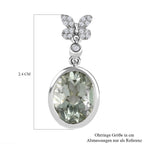 Prasiolith und weiße Zirkon Ohrringe, 925 Silber platiniert ca. 6.74 ct