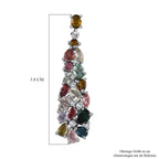 Natürliche mehrfarbige-Turmalin Ohrringe, 925 Silber platiniert ca. 5.36 ct