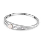 Weißer Zirkonia, Weiße Muschelkernperle Armreif ca. 18 cm  ca. 0.50 ct