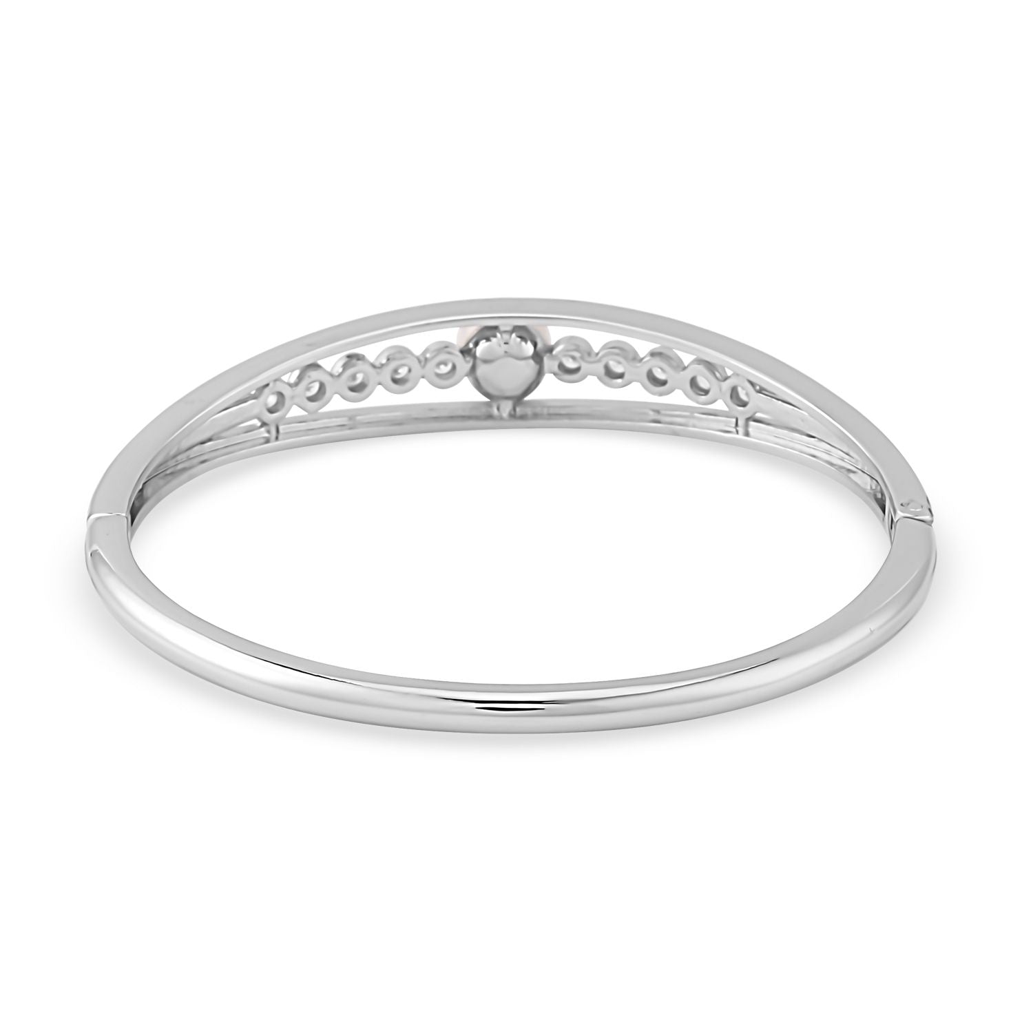 Weißer Zirkonia, Weiße Muschelkernperle Armreif ca. 18 cm  ca. 0.50 ct