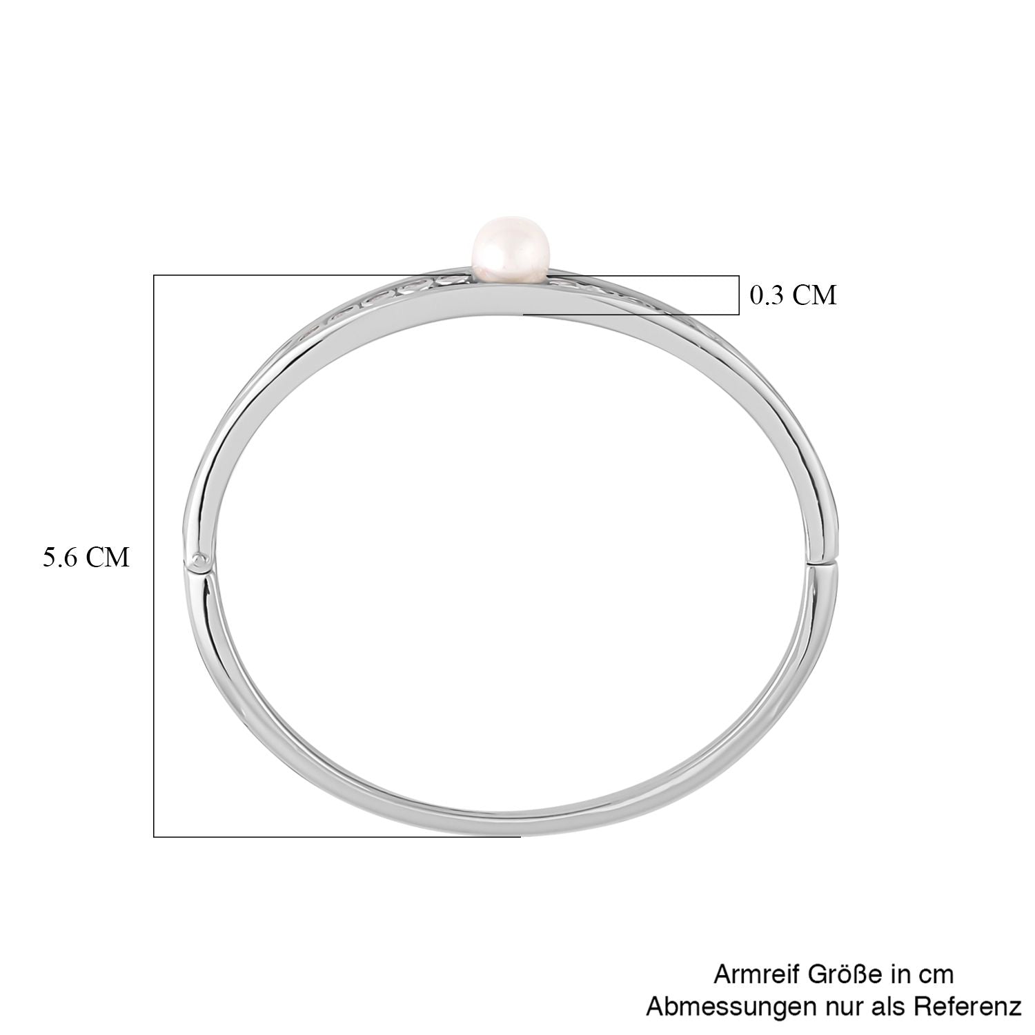 Weißer Zirkonia, Weiße Muschelkernperle Armreif ca. 18 cm  ca. 0.50 ct