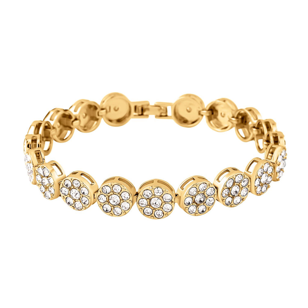 Weißes Kristall-Armband ca. 19 cm, goldfarben